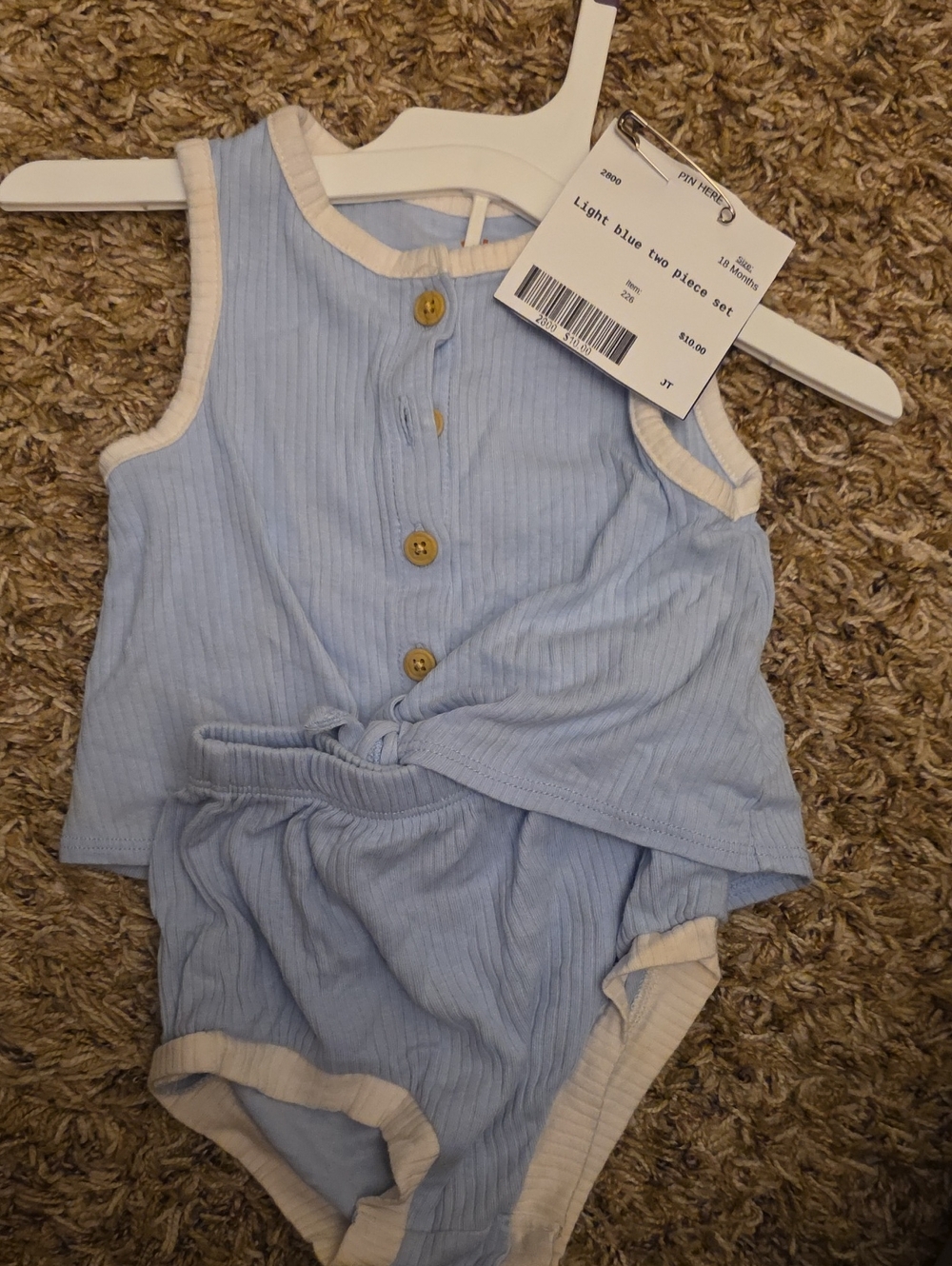 Baby Two-Piece Ribbed Set - Light Blue